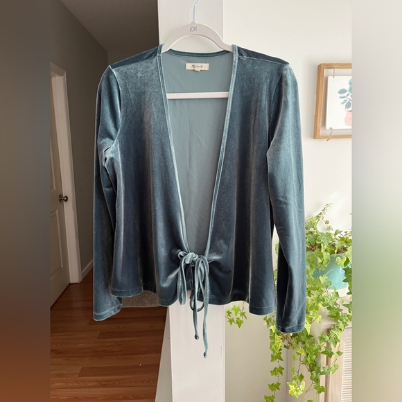 Madewell Velvet Wrap Blouse in Dusty Rose - Picture 1 of 4
